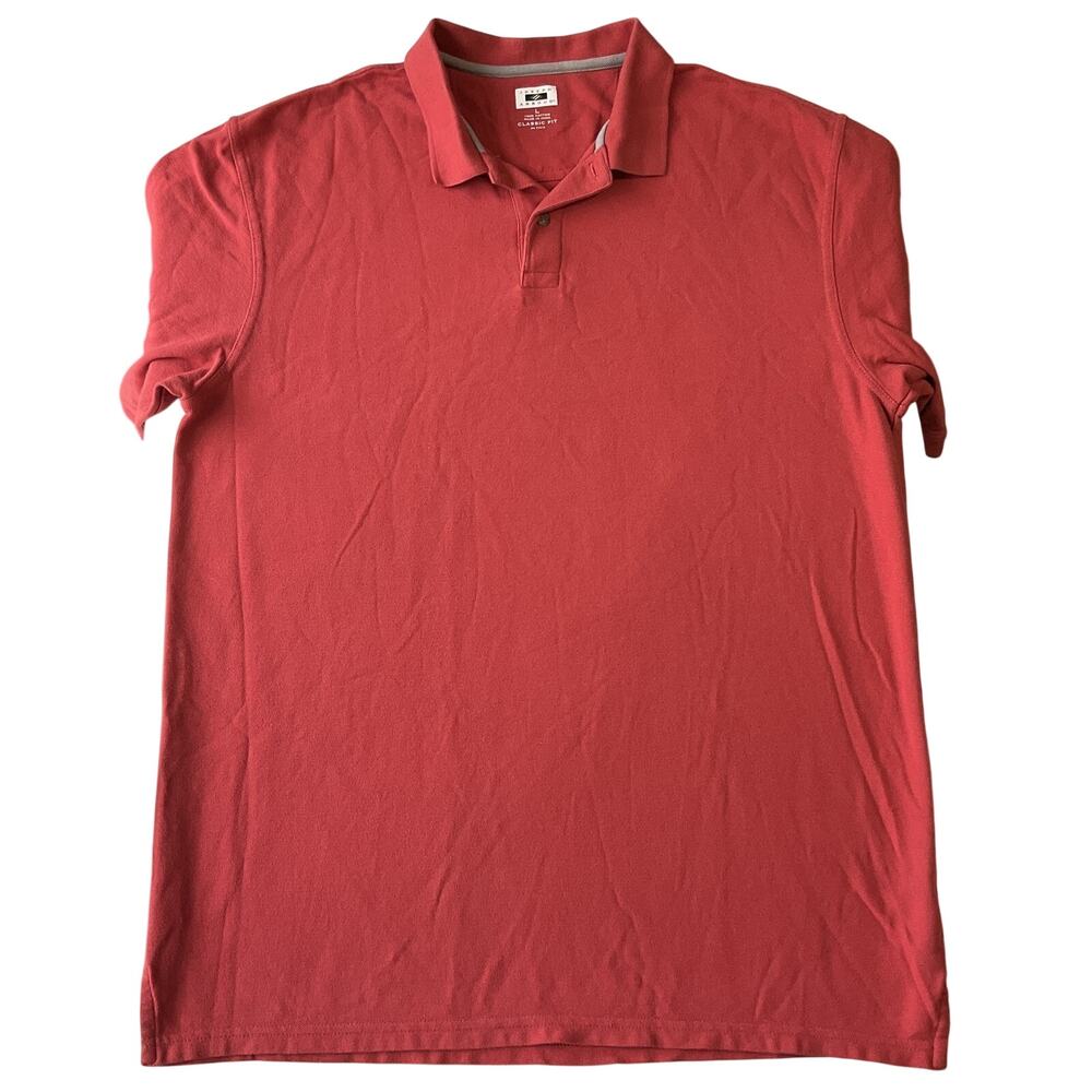 Joseph Abboud Men Polo L Red Short Sleeve Classic Fit 100% Cotton